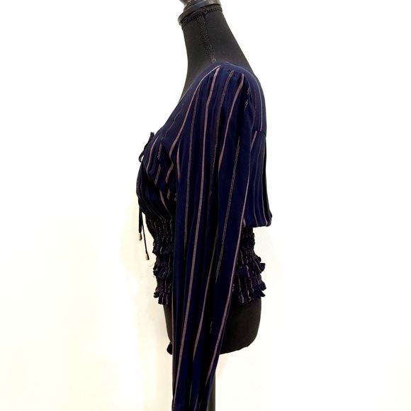 Vintage Navy Blue Blouse with Copper Accents 💃 - Picture 5 of 8